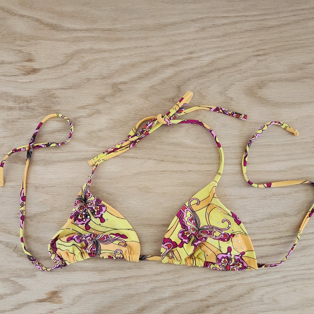 Xhilaration Yellow and Pink Bikini Top